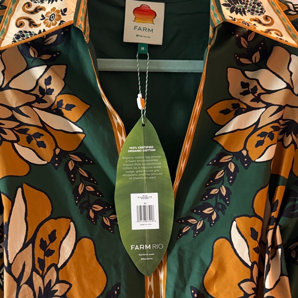FARM Rio Green Floral Mini Dress with Mustard and White Accents - Picture 4 of 4